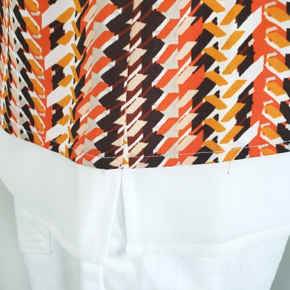 DKNY Short Sleeve Patterned Top with Chiffon Trim - Picture 6 of 13